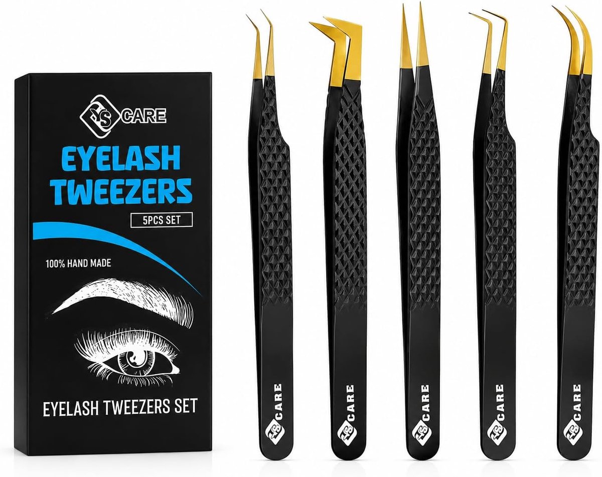Epilatie pincet set - 5-delige professionele set - roestvrijstalen precisietips - ideaal voor perfecte wenkbrauwen - ShopVlot