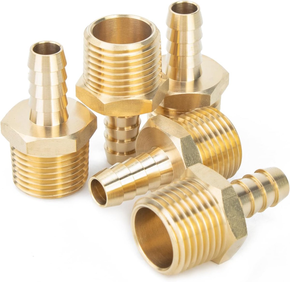 Brass fittings connector 1/2 inch BSPT x 3/8 inch - messing - externe schroefdraad - geschikt voor slangen - ShopVlot