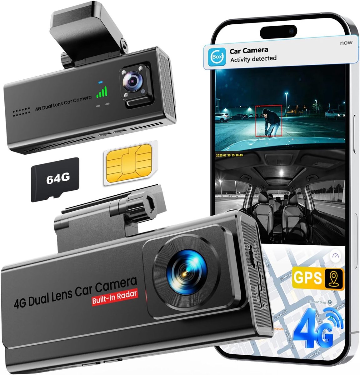 4G LTE dashcam - met simkaart - parkeerbewaking 24/7 - ideaal voor gezinnen - ShopVlot