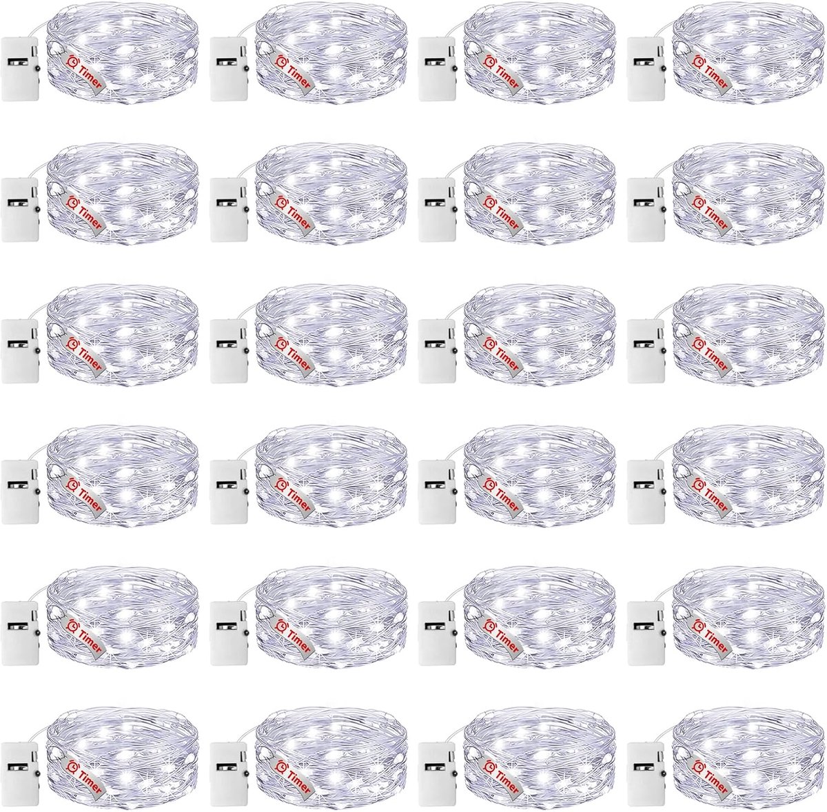LED-lichtketting 20 stuks - koudwit - met batterij - waterdicht en timer - ShopVlot