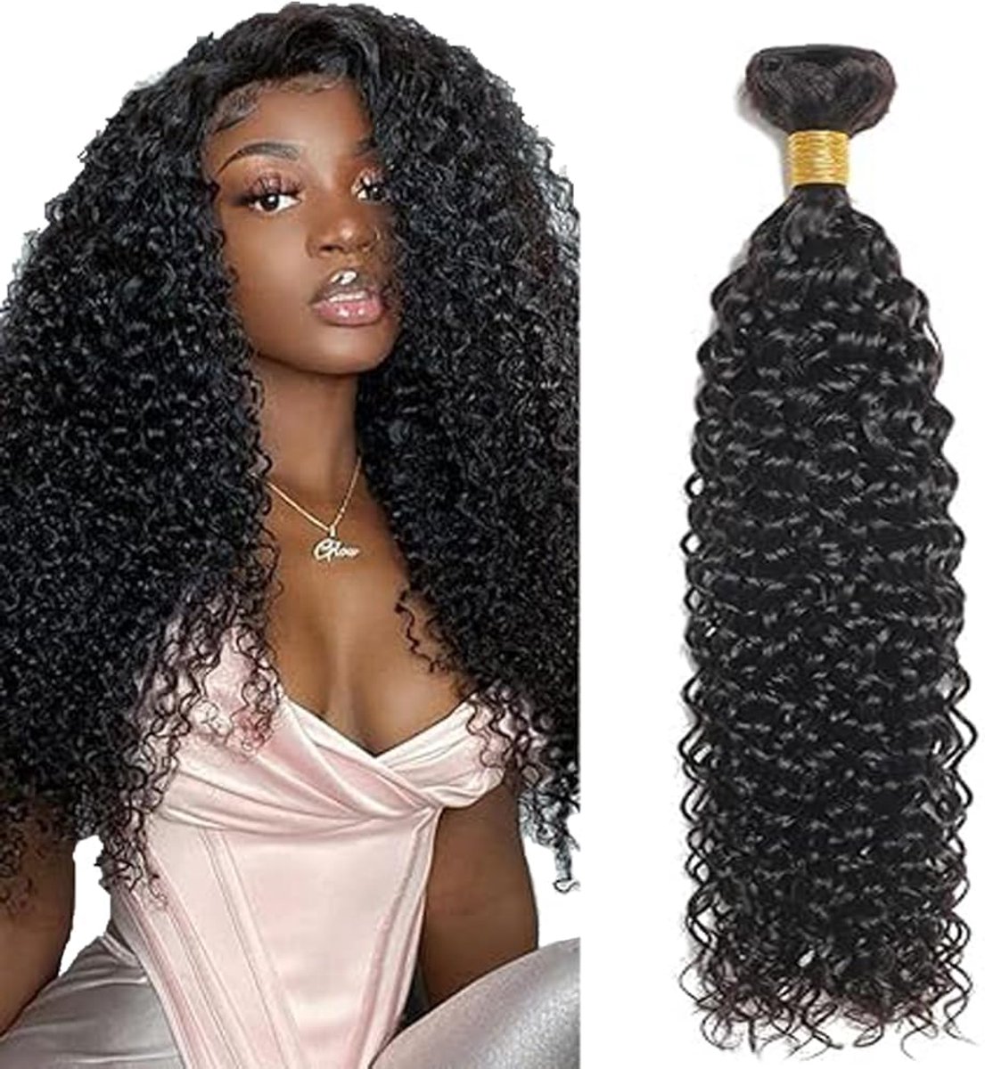 Human Hair Bundles 34 Inch - Natuurlijk zwart - Dubbele weft - Tangle-resistent en laag haarverlies - ShopVlot