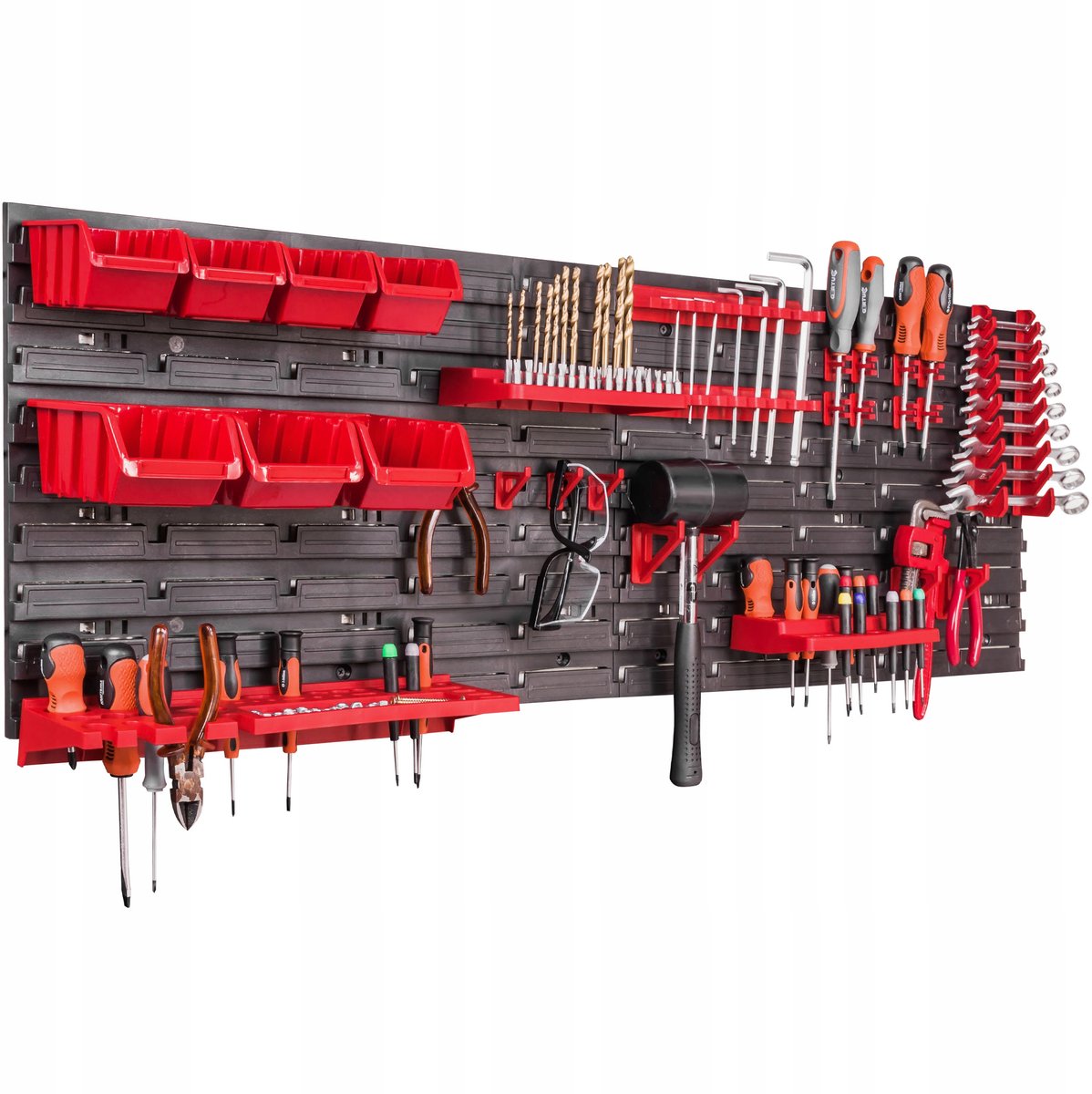 Werkplaatsgereedschapwand 115x39cm met bakken en haken