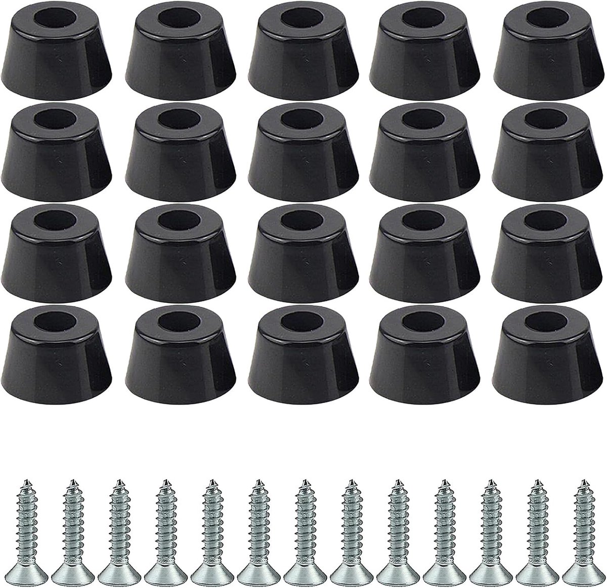 Rubberen meubelpootjes 20 stuks - ronde schroefbare voet - antislip - beschermt vloeren - ShopVlot