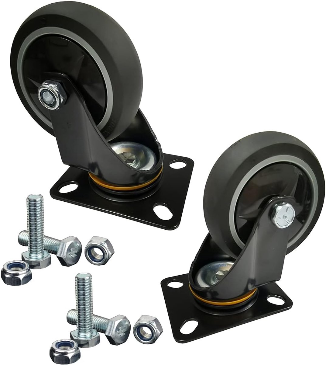 Zwenkwielen 5 inch - rubberen zware uitvoering - 130 kg draagkracht - ideaal voor meubels - ShopVlot