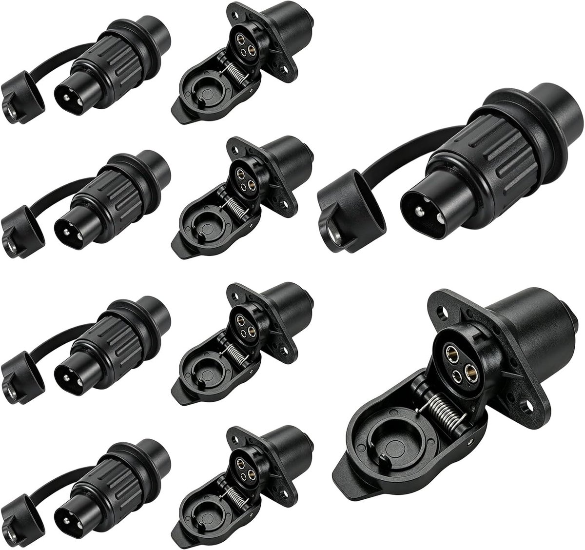 3-polig stopcontact 5 stuks - aanhangerstekker 12 V - DIN 9680 gestandaardiseerd - ideaal voor tractoren - ShopVlot