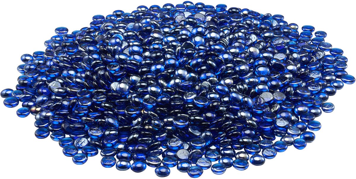 Hittebestendige Glasstenen, 4,5 Kg Reflecterende Glasparels van 19 mm, Geschikt voor Vuurkorven, Haarden en Decoratieve Toepassingen, Kobaltblauw