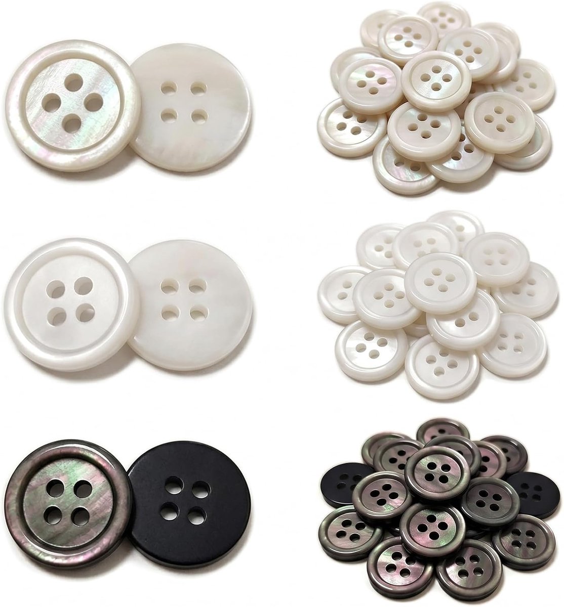 Parelmoerknopen 12,5 mm - Harsmateriaal - 4 gaten - Perfect voor kleding en knutselen - ShopVlot