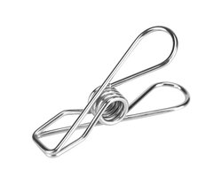 Metalen wasknijpers - 100 stuks - Opberghaken - Windbestendige enkele clip - Multifunctionele veerklem - Roestbestendig en stevig - Geschikt voor het vastklemmen van kaarten of foto's - 5,7 cm draadklem - Roestvrij staal