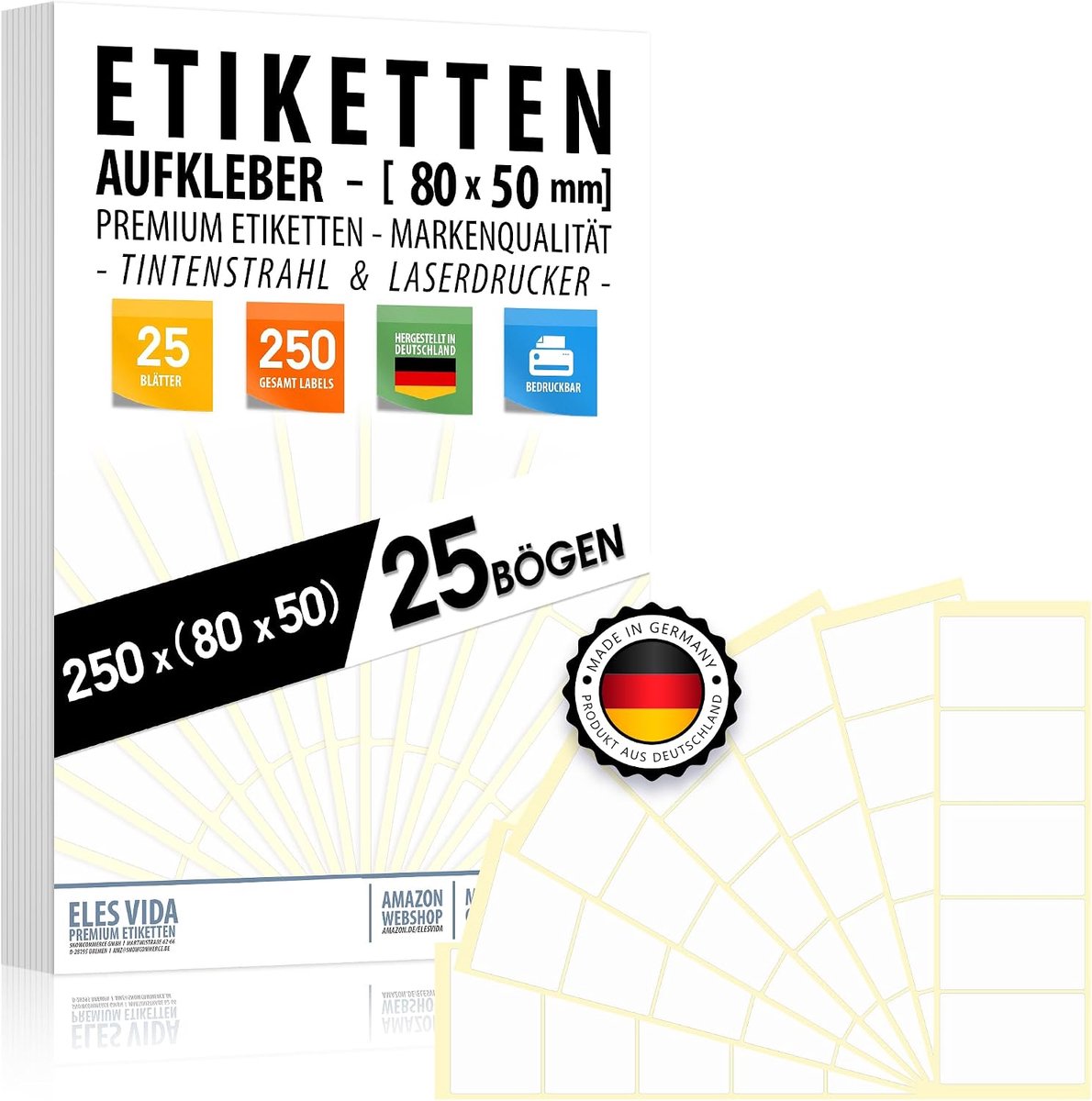 Self-adhesieve naamlabels 80 x 50 mm - 25 vellen - verwijderbaar zonder resten - ideaal voor evenementen - ShopVlot