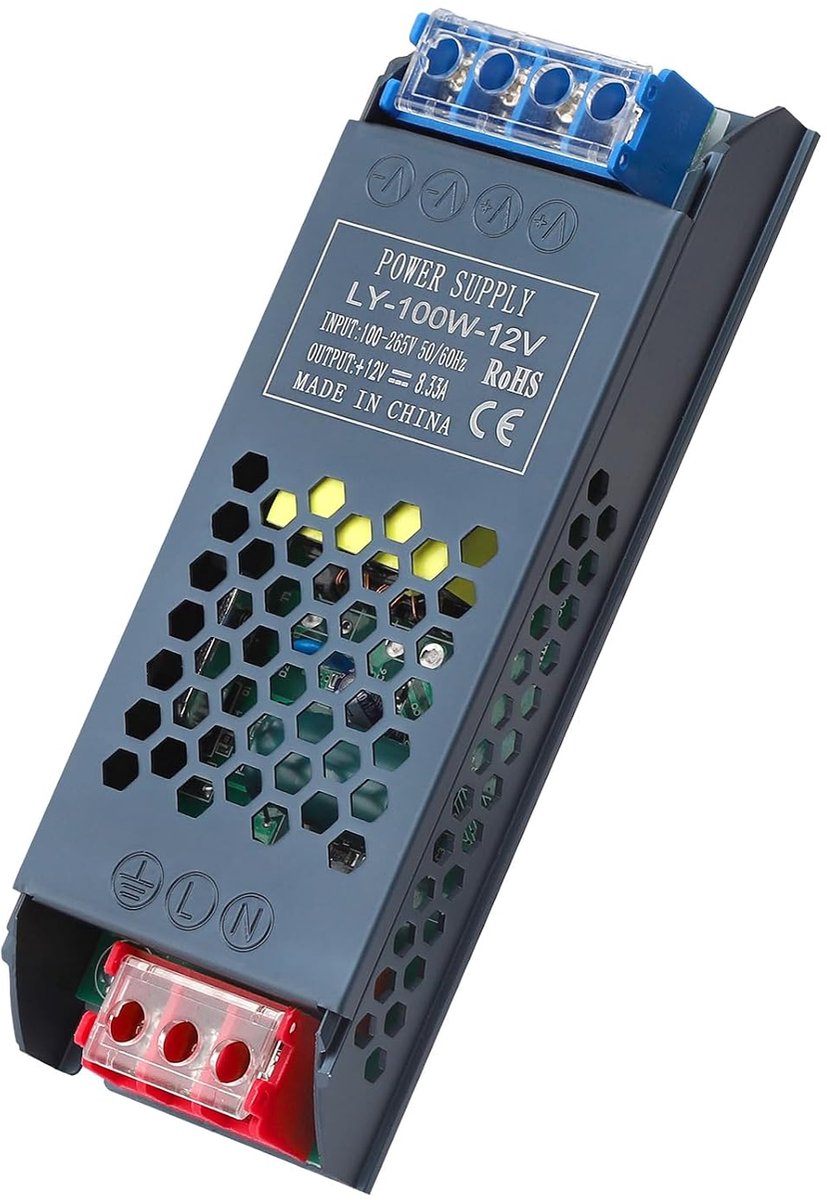 LED transformer 12V 100W - compacte schakelvoeding - beveiliging tegen overbelasting - ShopVlot