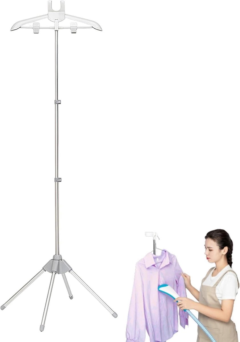 Kledinghanger Stoomrek - Stoomhouder Kleding - Kreukvrije Kleding - 360 Graden Rotatie - 155 cm Hoogte - Grijs