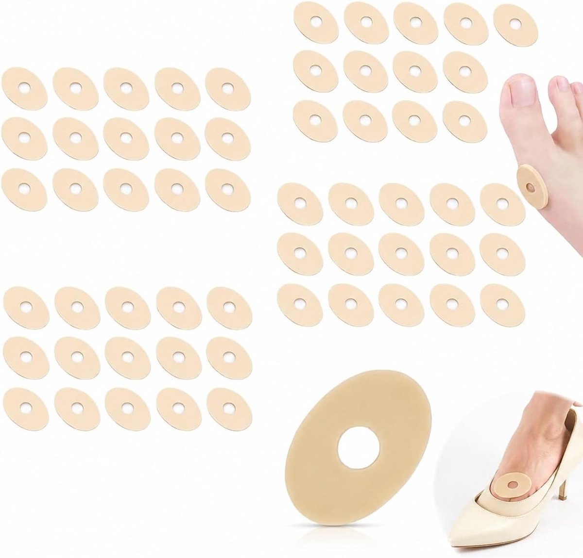 Eelt Pads Voetverzorging 60 Stuks - Zelfklevende Ovale Pads - Waterdicht - Bescherming voor Teennagels - ShopVlot