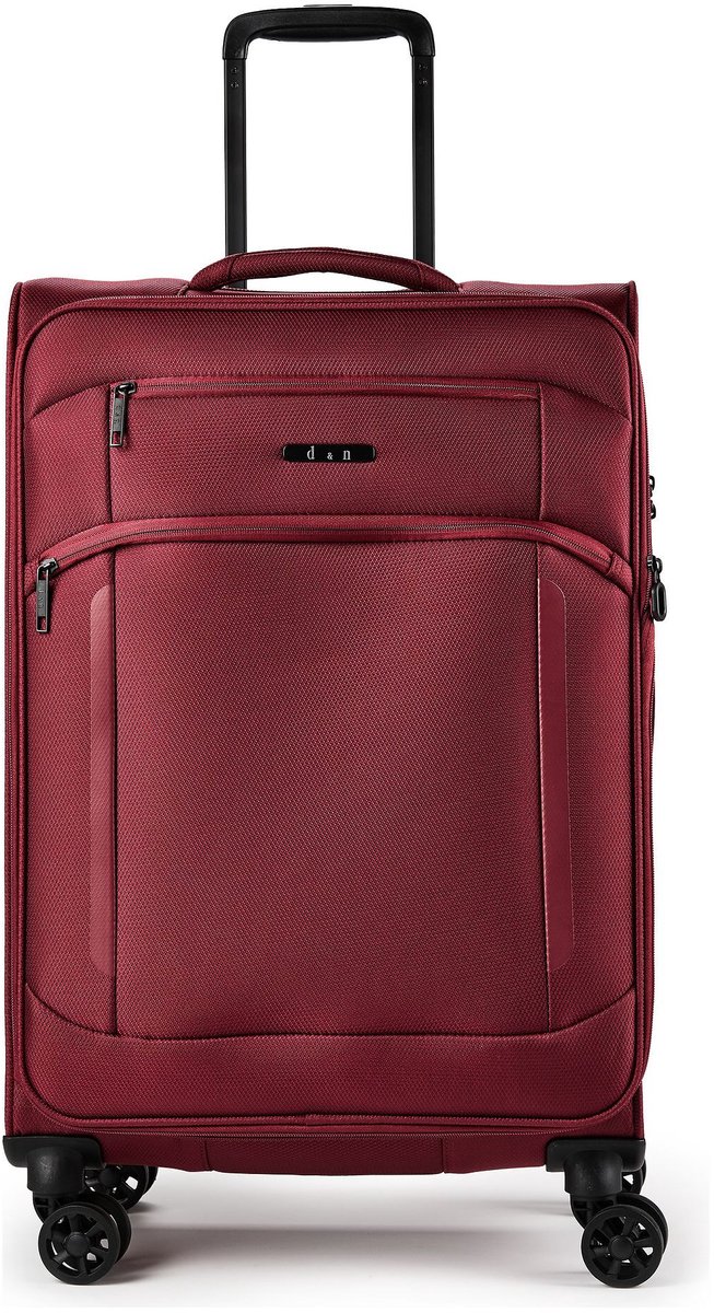 d & n Travel Line 9804 4 wielen Trolley M 68 cm met uitbreidingsplooi - Zachte bagage - TSA slot - dark red