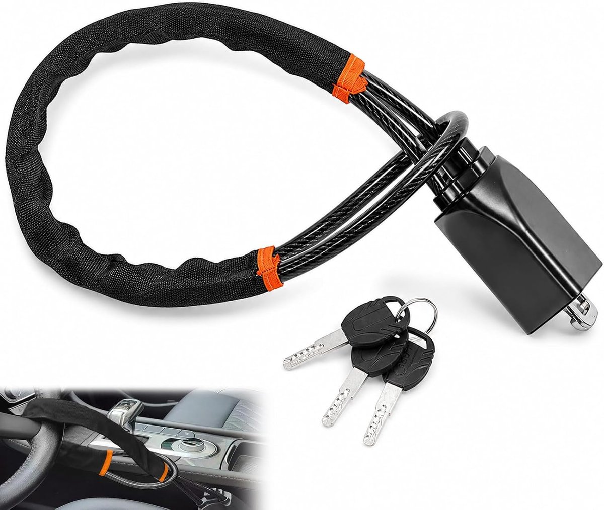 Stuurwielklem voor auto - Steering Lock - Zwart - Betrouwbare diefstalbeveiliging - ShopVlot
