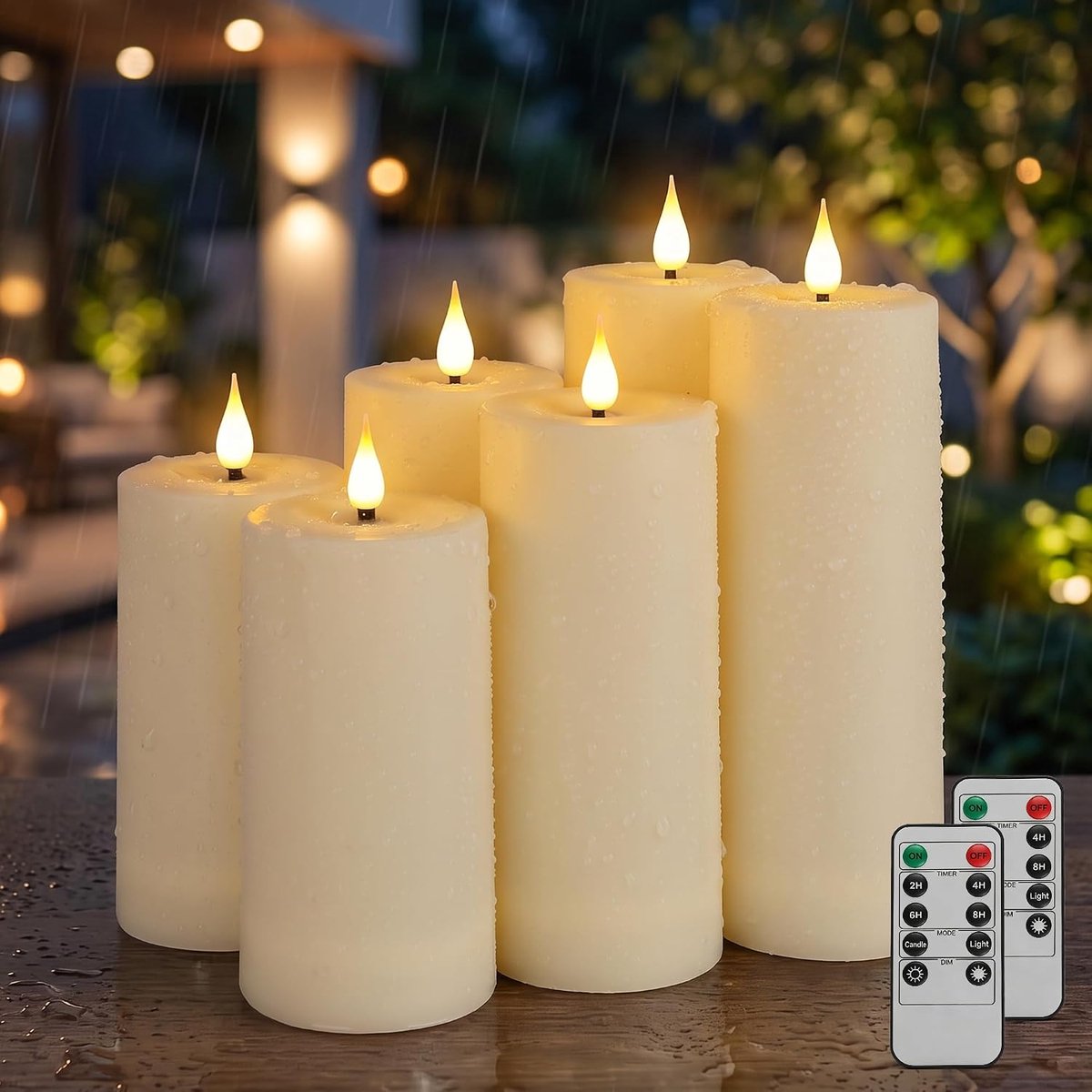 LED-kaarsen vlamloos 6 stuks - druppelvorm - waterdicht IP65 - timerfunctie en afstandsbediening - ShopVlot
