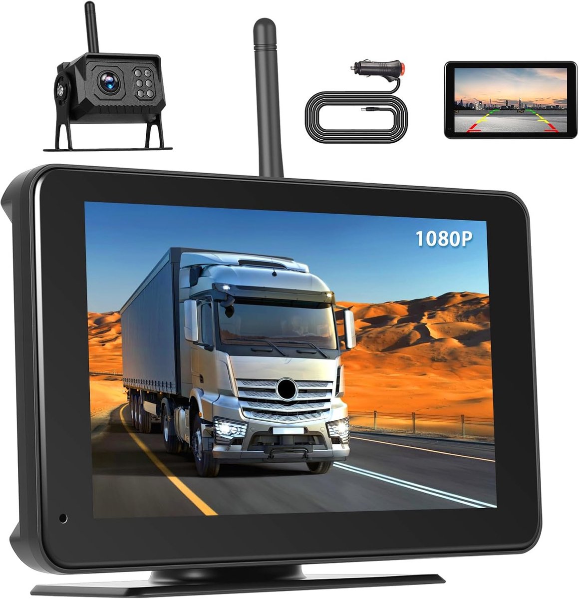 Draadloze achteruitrijcamera met 7 inch HD monitor - IP68 waterdicht - Nachtzicht - Eenvoudige installatie - ShopVlot