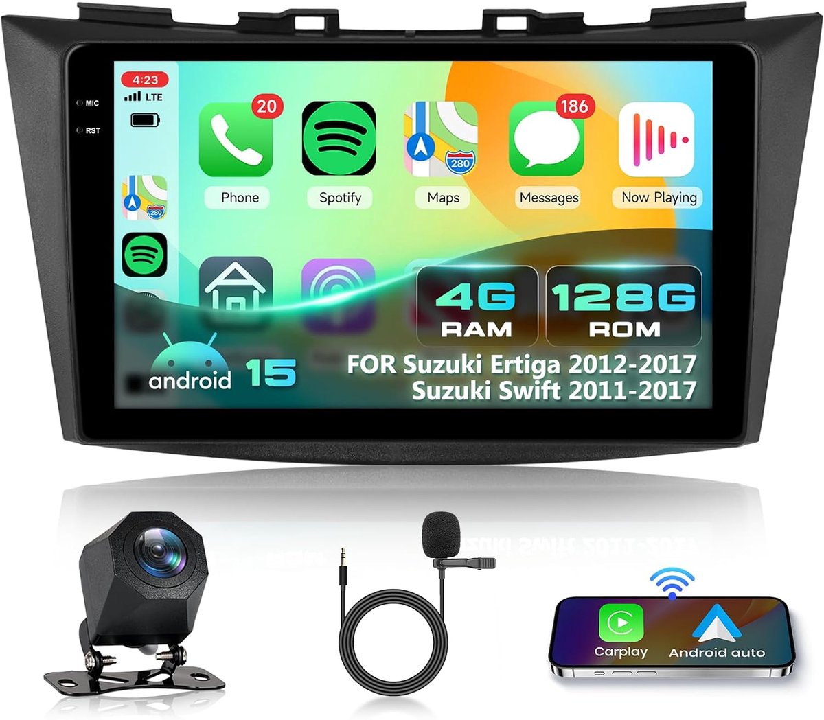 Auto Radio 9'' - 4GB + 128GB - Android 15 - Met Draadloze Carplay en GPS - ShopVlot