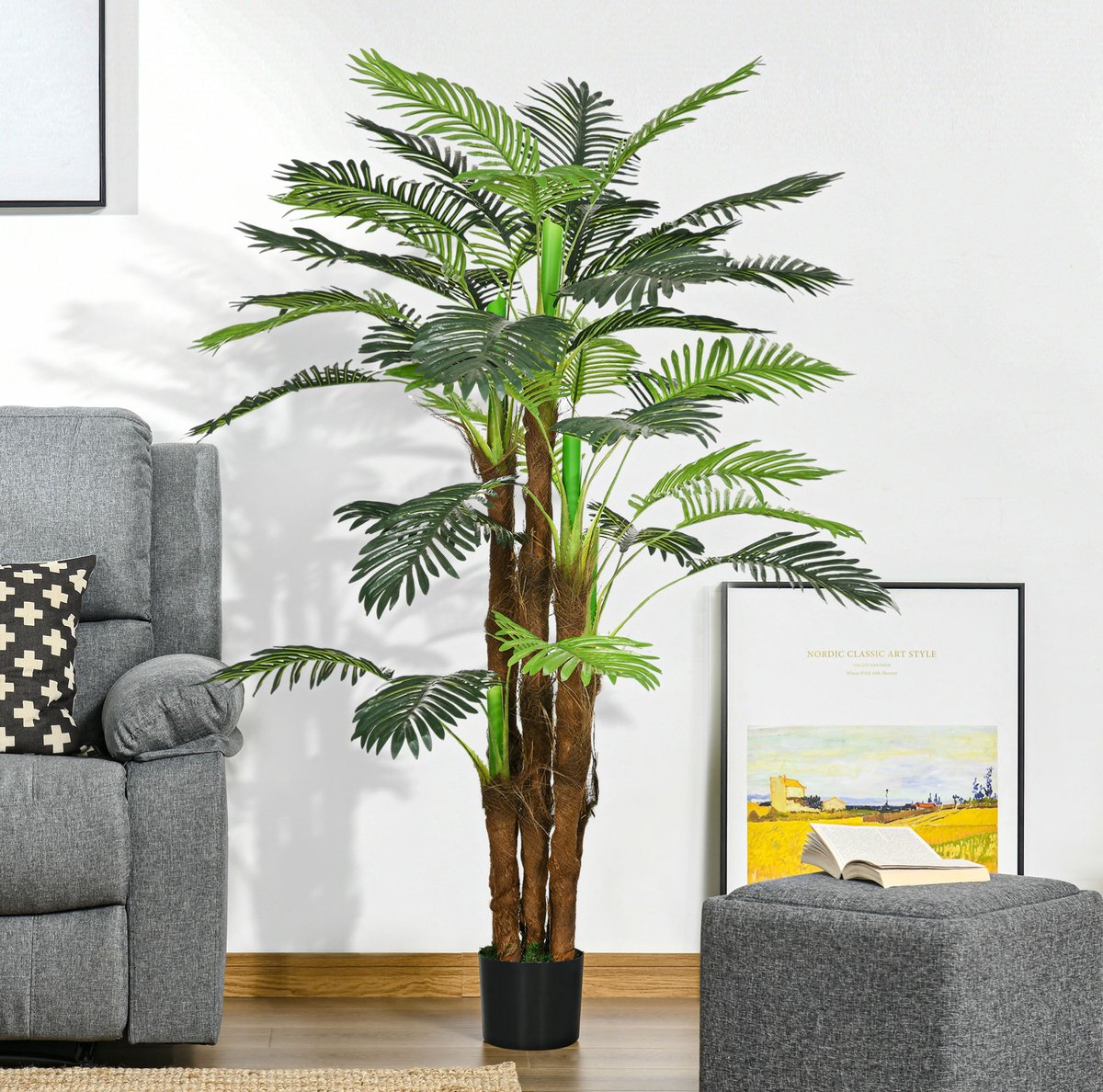 FloraGrace Kunstplant Palm – 160 Cm – Voor Binnen & Buiten – Kunststof – Groen – Tropische Sfeer Voor Woonkamer, Tuin En Terras