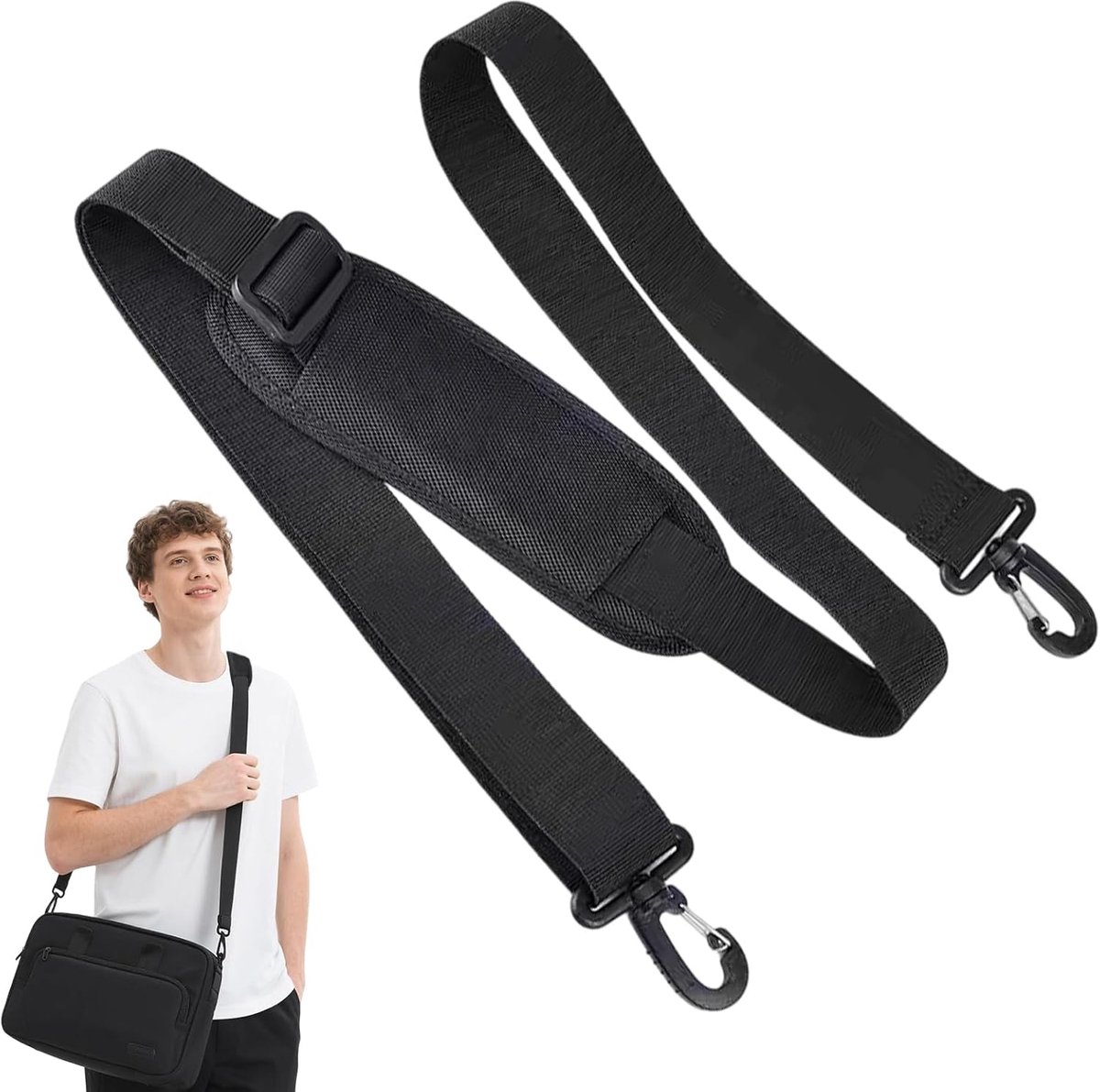Vervangende schouderriem 90-160 cm - verstelbaar met schouderkussen - voor tas en rugzak - comfortabel reizen - ShopVlot