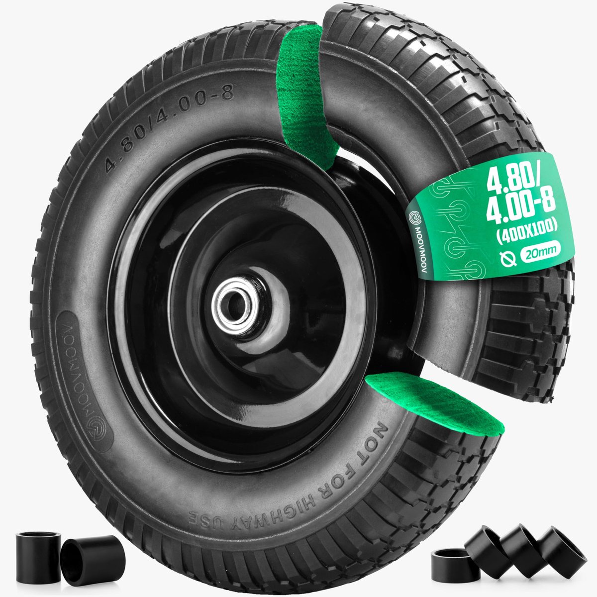 Kruiwagenwiel 4.80/4.00-8 - Stalen Velg - Massief Wiel 400x100 - Sterk en duurzaam - ShopVlot