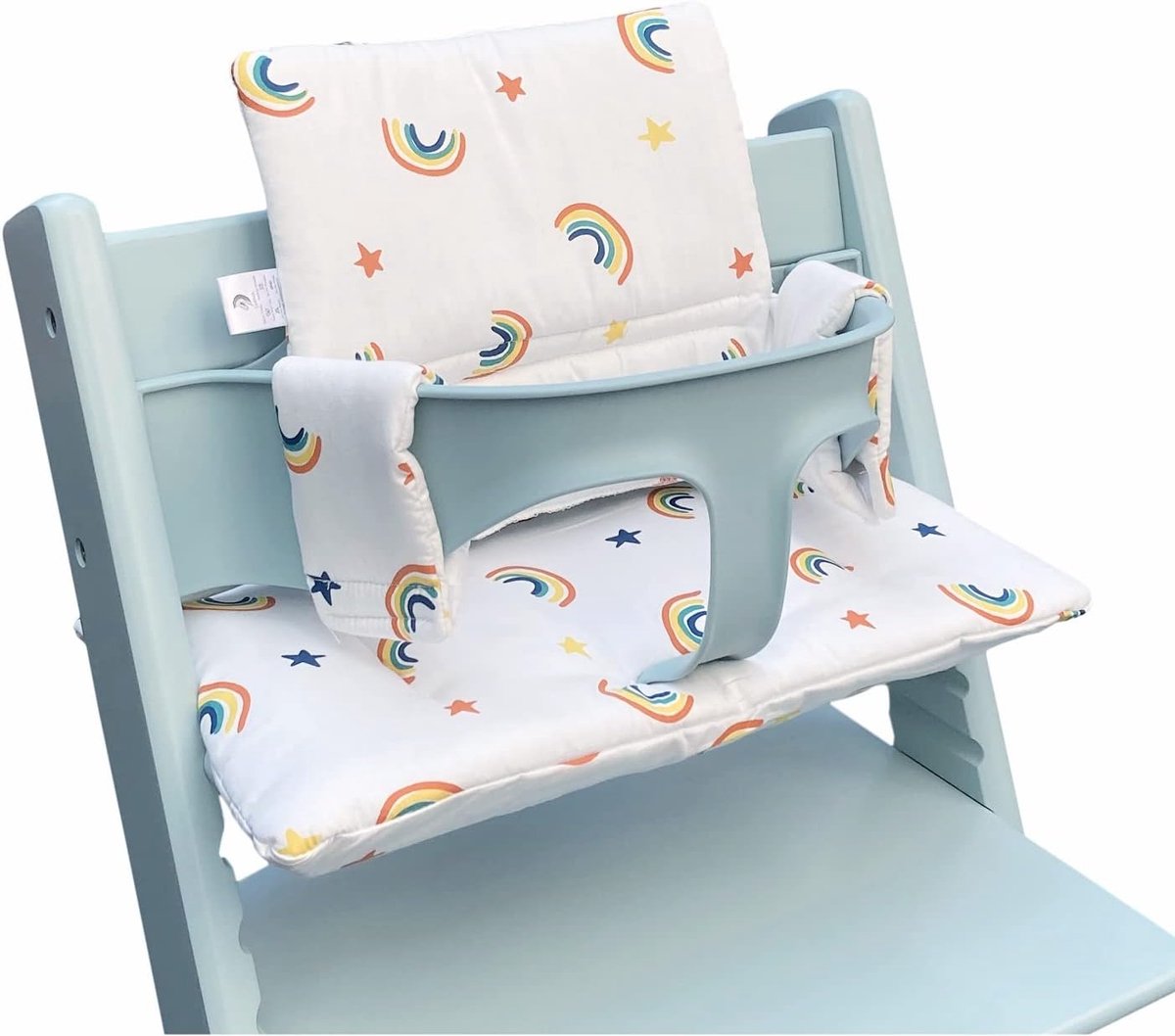 Zitkussen voor Stokke Tripp Trapp - Katoenen kussen - Regenboog wit - Ademend comfort - ShopVlot