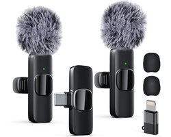 Professionele draadloze dasspeldmicrofoon voor iPhone, iPad, mini-videomicrofoon voor interviews, video's, podcasts, vlogs, YouTube en livestreams, ruisonderdrukking, plug & play.