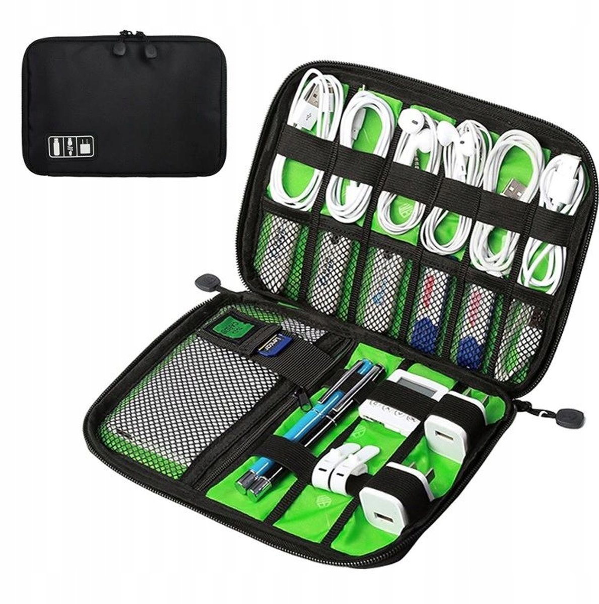Merkloos Organizer Etui voor Kabels, Kaarten, Schijven en Adapters