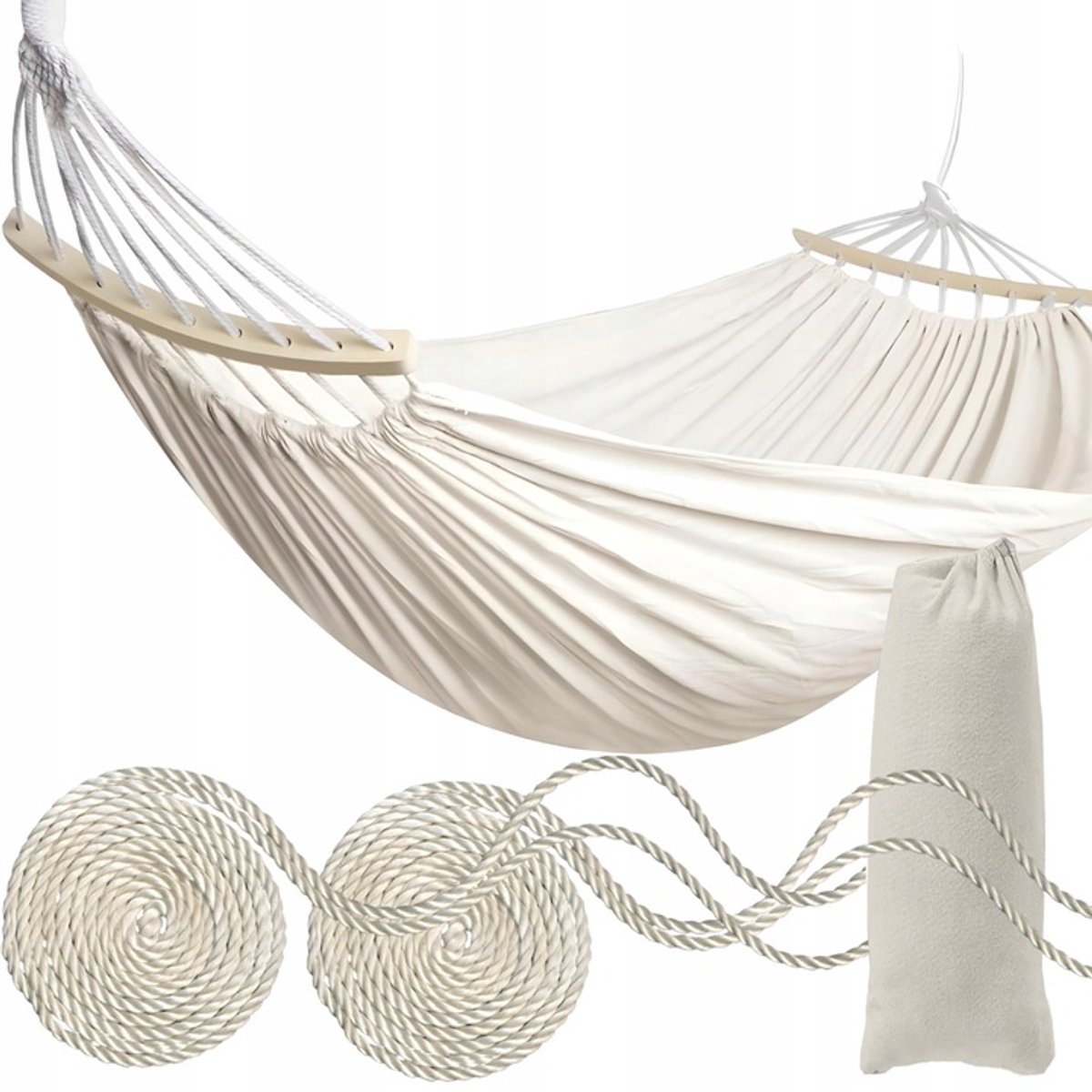 Merkloos Dubbele Hangmat Tuin 265x155cm met Houten Spreidstokken
