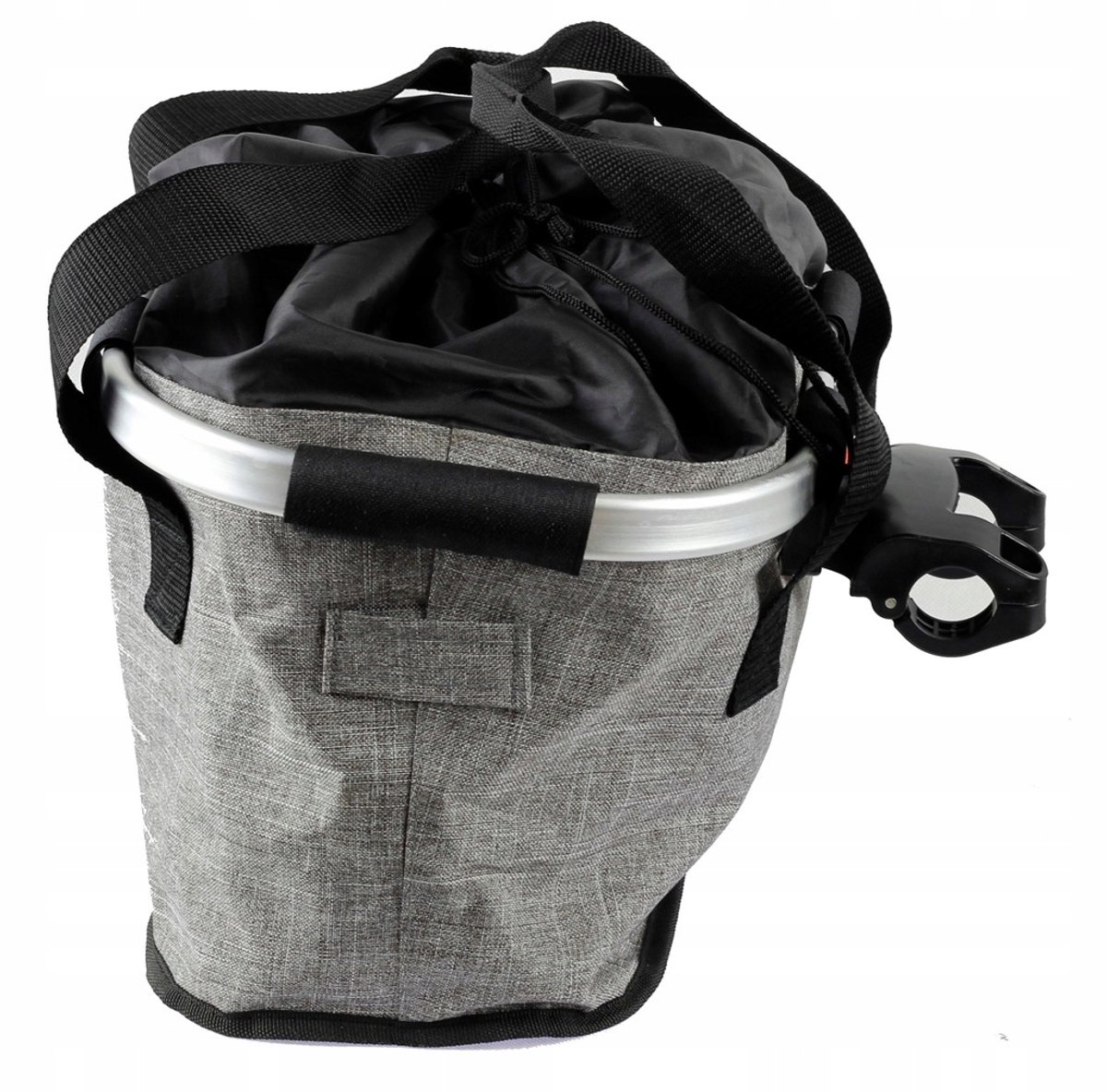SHOPPER HT-416 Fietsmand voor Stuur - Aluminium/Stof Grijs