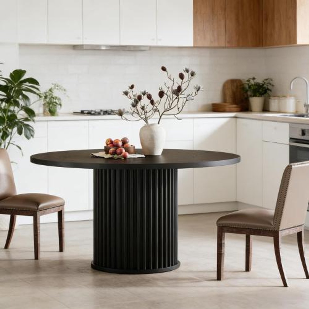MODENUIT Eettafel - Ronde Tafel Voor Keuken En Vergaderruimte - MDF Blad En Metaal - 120x76 Cm - Zwart