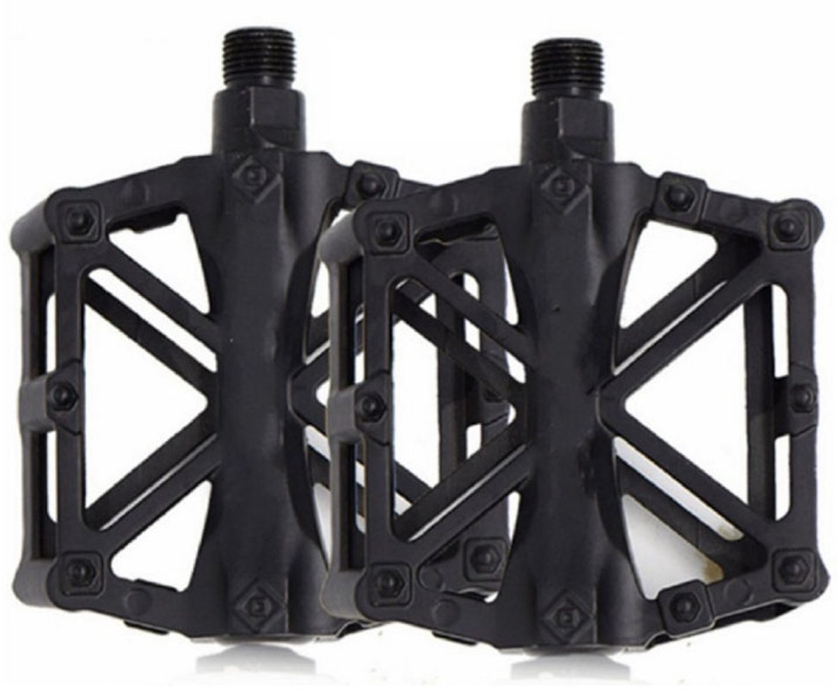 Fietspedalen - Antislip mountainbikepedalen - Dubbele lagers - Pedalen - 9,5x9,5x10 cm - Breed platformontwerp - Compatibel met de meeste Europese standaardfietsen, mountainbikes en racefietsen - Zwart