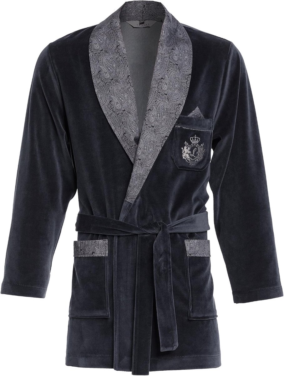 Dressing gown heren kort - velours - elegant ontwerp - perfect voor ontspanning - SnelShoppen