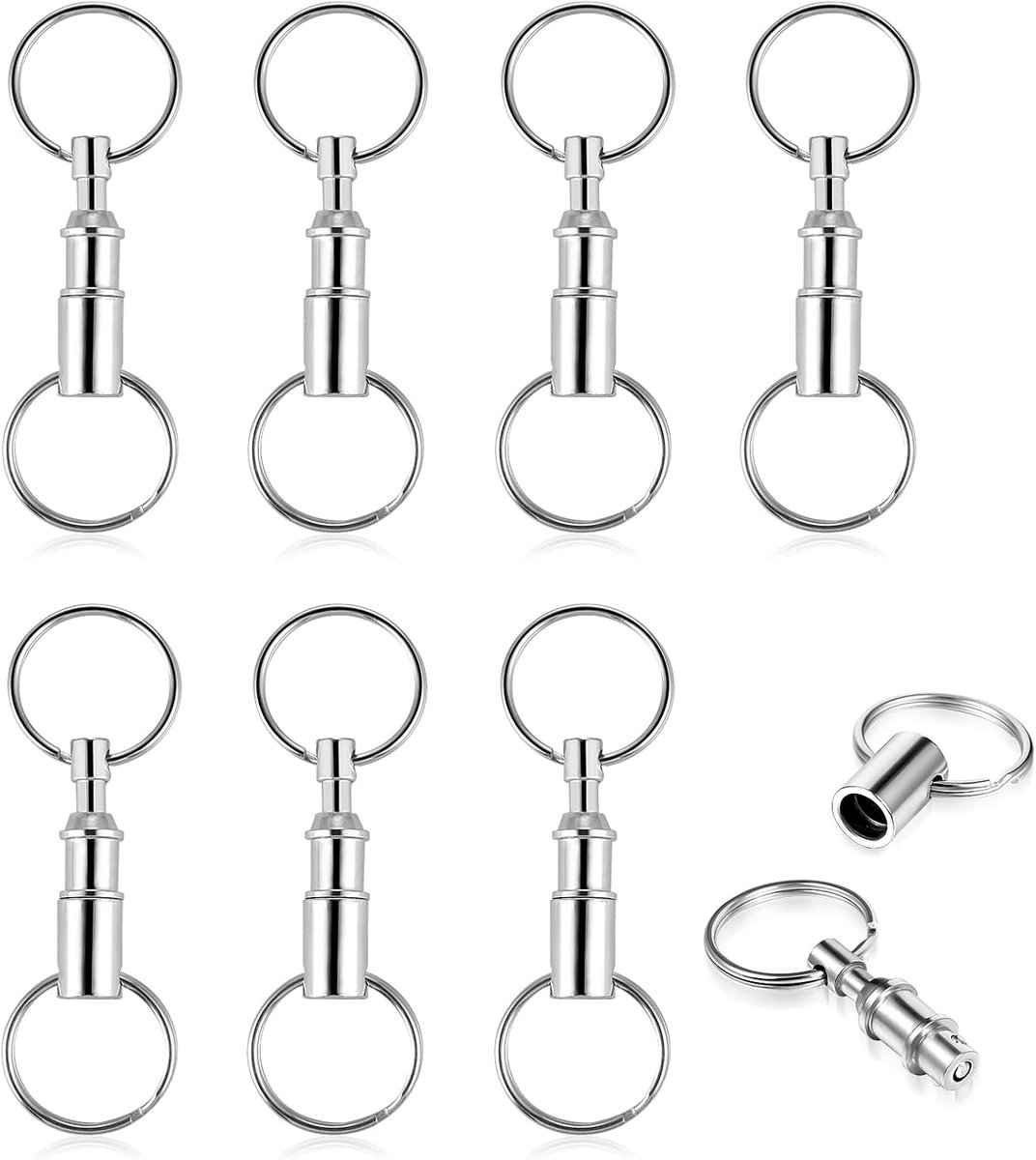 Sleutelhangers 8-delig - Afneembare metalen sleutelringen - Dubbel verdeeld - Ideaal voor autosleutels - SnelShoppen