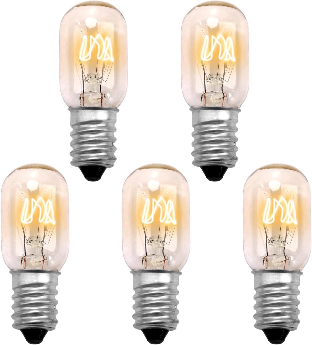 SnelShoppen - 5Pcs E14 15W Dimbare Warm Witte Lampen 2700K voor Oven, Grill, Koelkast, Magnetron, Salt Lamp, SES Edison Screw