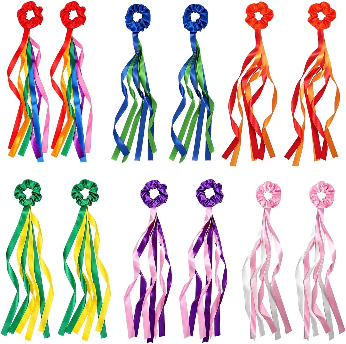 Gymnastiekbanden 12 stuks - gekleurde polyester banden - 6 heldere kleuren - perfect voor danslessen - ShopVlot