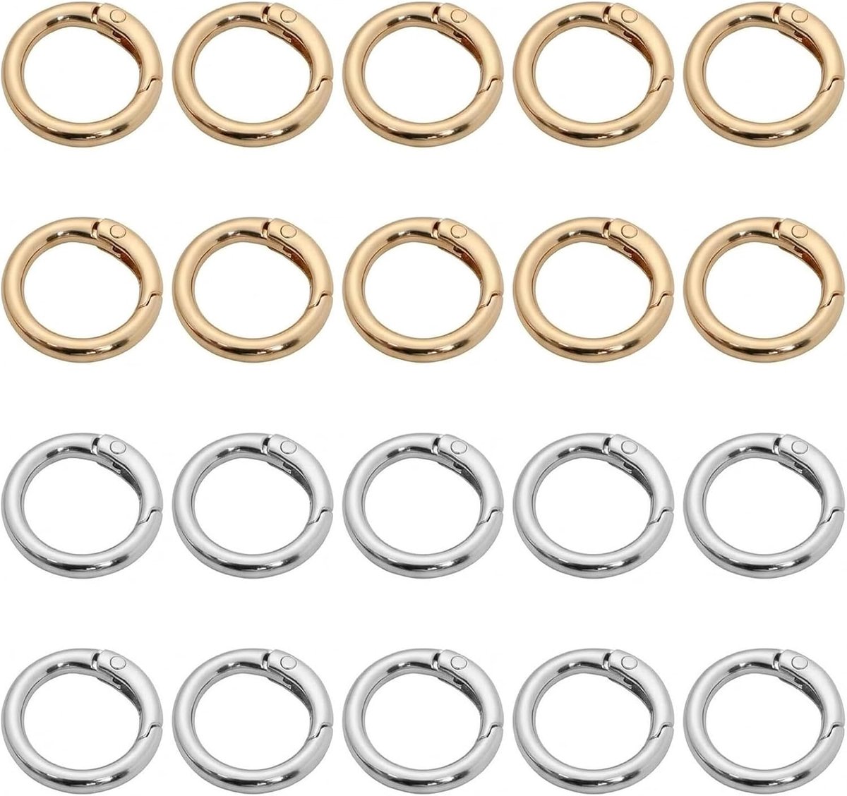 Ronde karabijnhaken 25 mm - zinklegering - goud en zilver - ideaal voor tassen en knutselen - ShopVlot