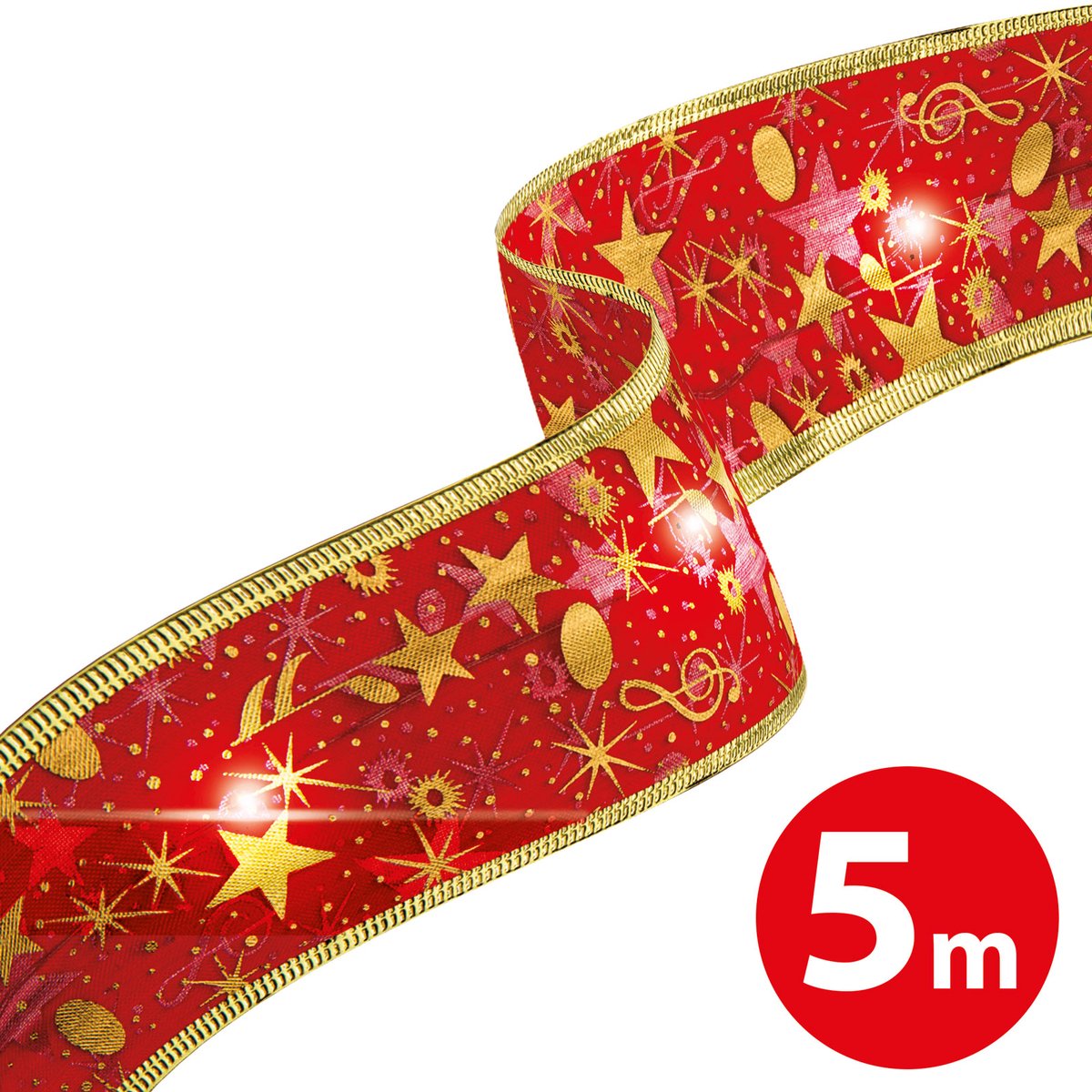 Kerst LED lint - rood - 5 mx 5 cm - 50 LED - USB 1 Stuks [58933J]