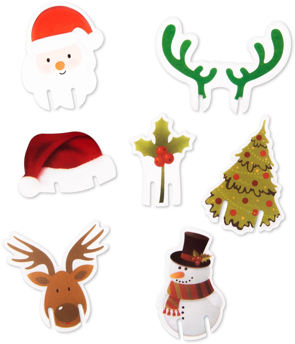 Kerstbekermarker decoratie - 8 soorten - 16 stuks / verpakking 1 Stuks [58536]