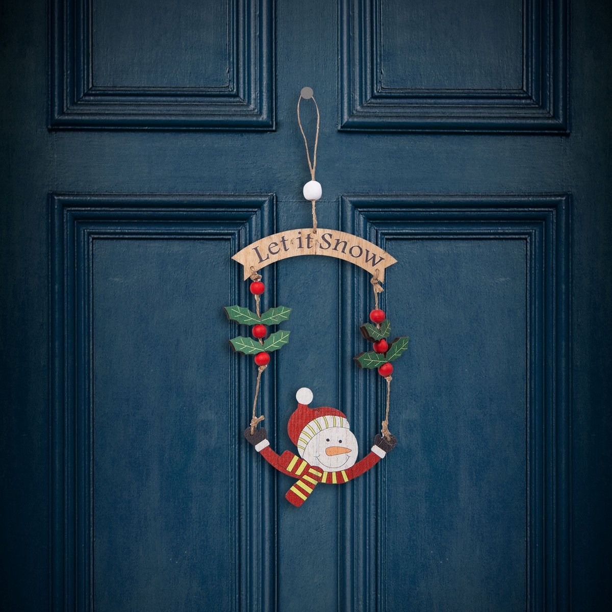 Kerstdecoratie - Houten sneeuwpop - 13 x 17 cm 1 Stuks [58545B]