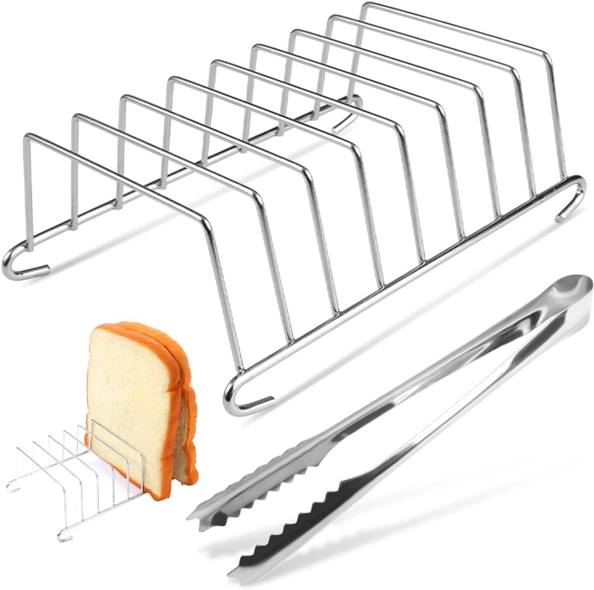Grillhouder voor toast 15,5 x 8,5cm - roestvrij staal - 8 sleuven - eenvoudig toegankelijk - ShopVlot