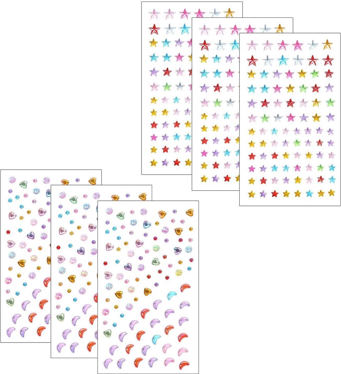 Liefdessterrenstickers 6 Stuks - Glanzende Strassstickers - Zelfklevend en Stevig - Perfect voor Make-Updecoratie - ShopVlot