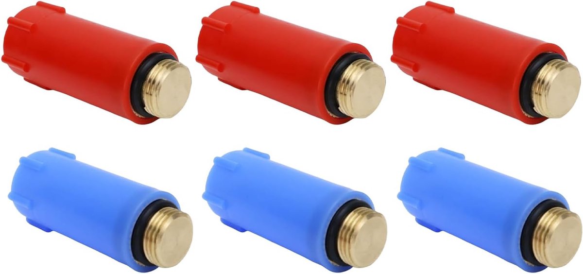 Waterpijp stoppluggen 1/2 inch - kunststof - 6 stuks in rood en blauw - betrouwbare afsluiting voor renovatie - ShopVlot