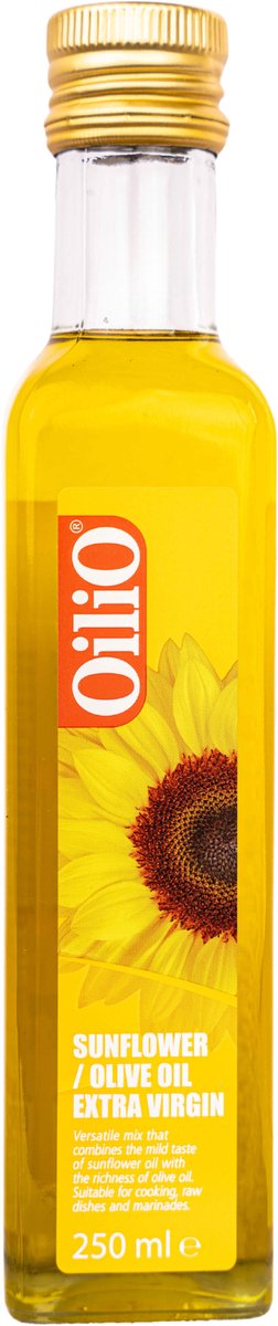 Oilio Extra Vierge Zonnebloemolie 250ml – Voor Koken, Bakken & Frituren