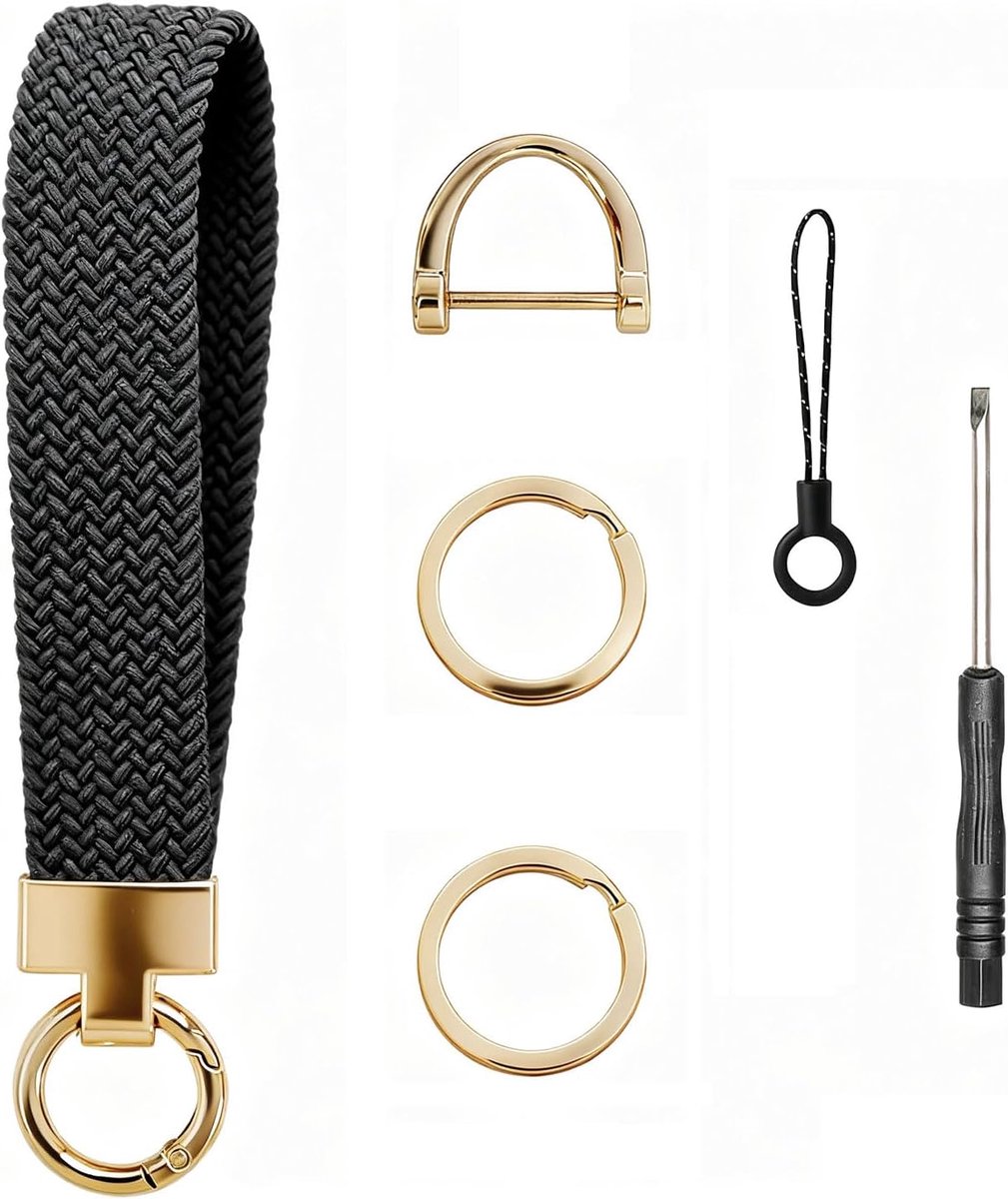 Sleutelhanger Armband - Rekbare Sleutelhanger voor Autosleutels - Met 2 Sleutelhangers en D-Ring - ShopVlot