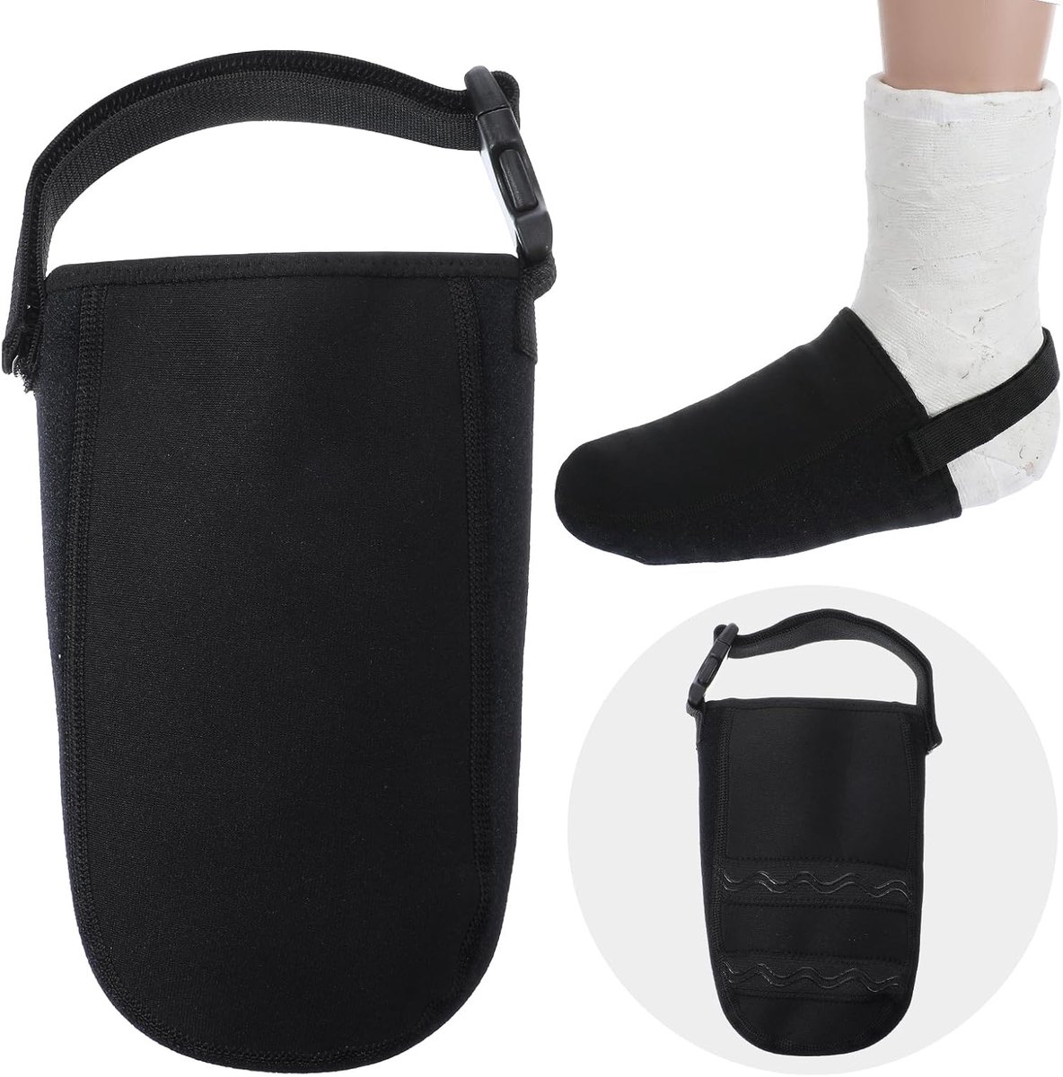 Verstelbare gipsokkenhoes - zwart nylon - antislip - houdt voeten warm - ShopVlot