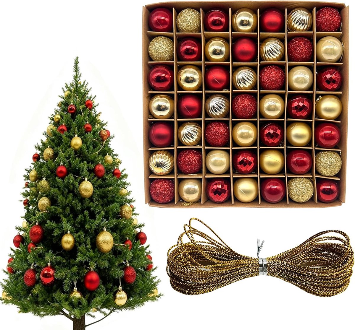 Kerstballen set 49 stuks - 3 cm - rose goud - perfect voor je kerstboom - ShopVlot