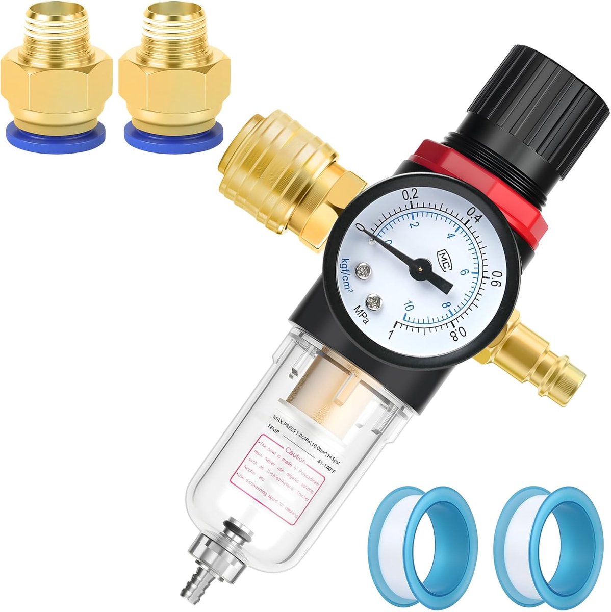 Luchtdrukregelaar 1/4" - Water- en olieafscheider met manometer - Compact en lichtgewicht - ShopVlot