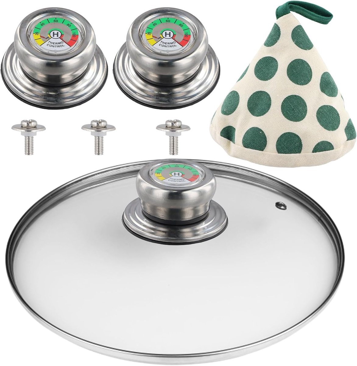 Pannendekselgreep set van 3 - Roestvrij staal - Met thermometer - Verbeter je kookervaring - ShopVlot