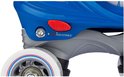 Blauwe rolschaats met rode PUSH knop en verstelbare maat aanduiding.