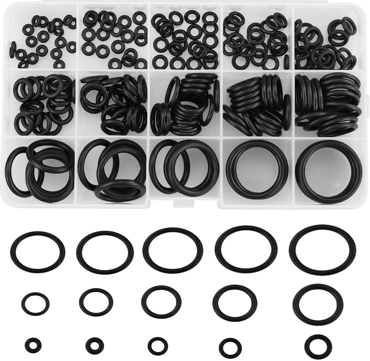 Nitrile O-ring set 15 verschillende maten - rubber - hoge temperatuur weerstand - ideaal voor sanitair - ShopVlot